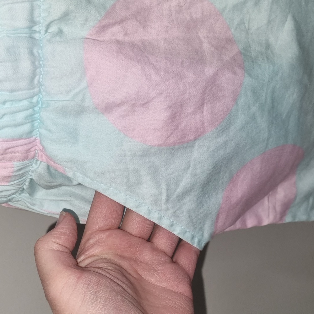 Peter Alexander pale blue shorts, pale pink polka,pockets, elastic waist, size L - Picture 2 of 7